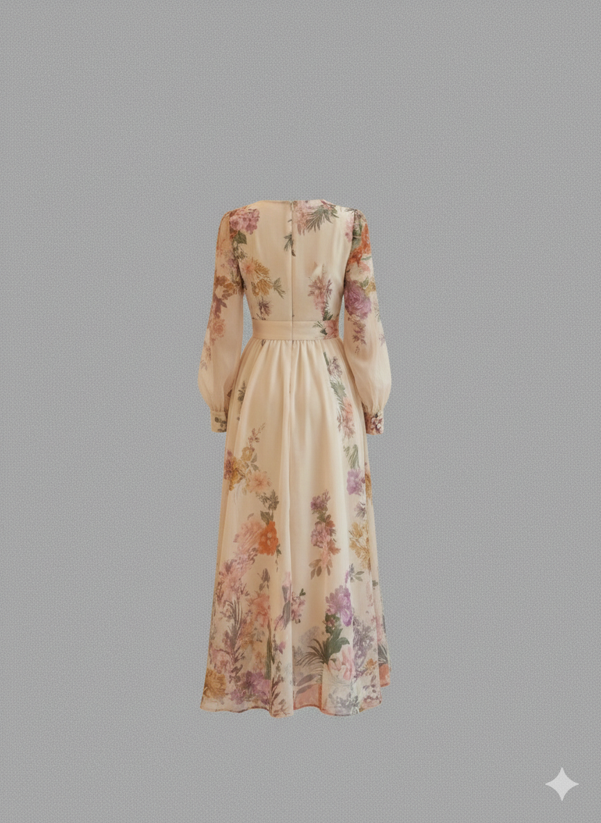 French Vintage Floral Dress