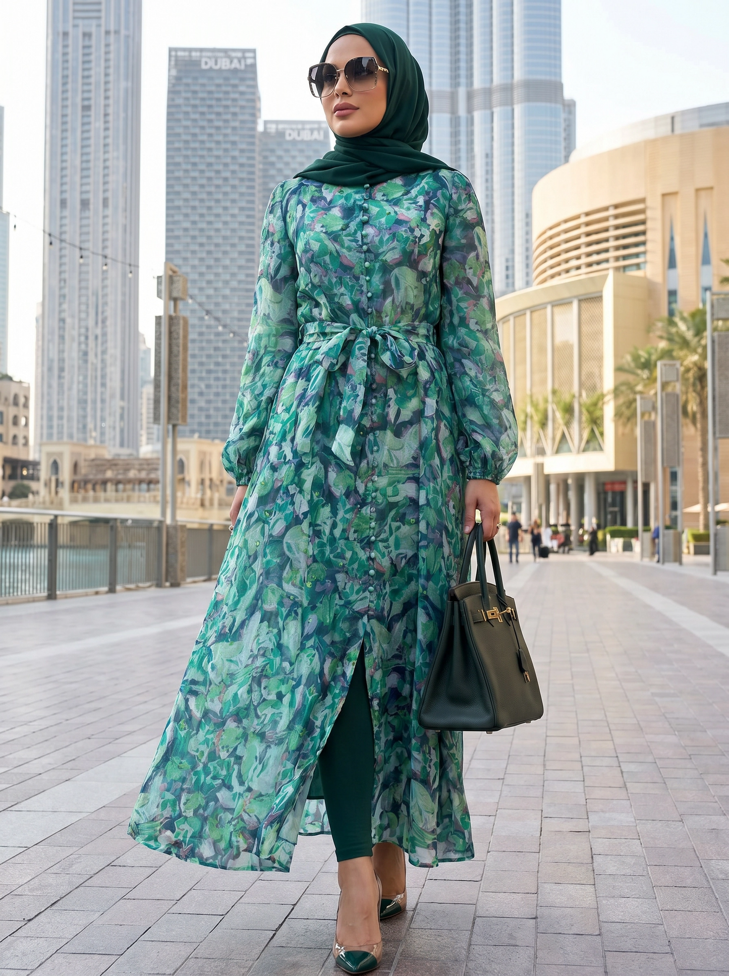 Teal Floral Dress