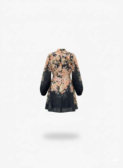 Black Rococo Mini Floral Dress