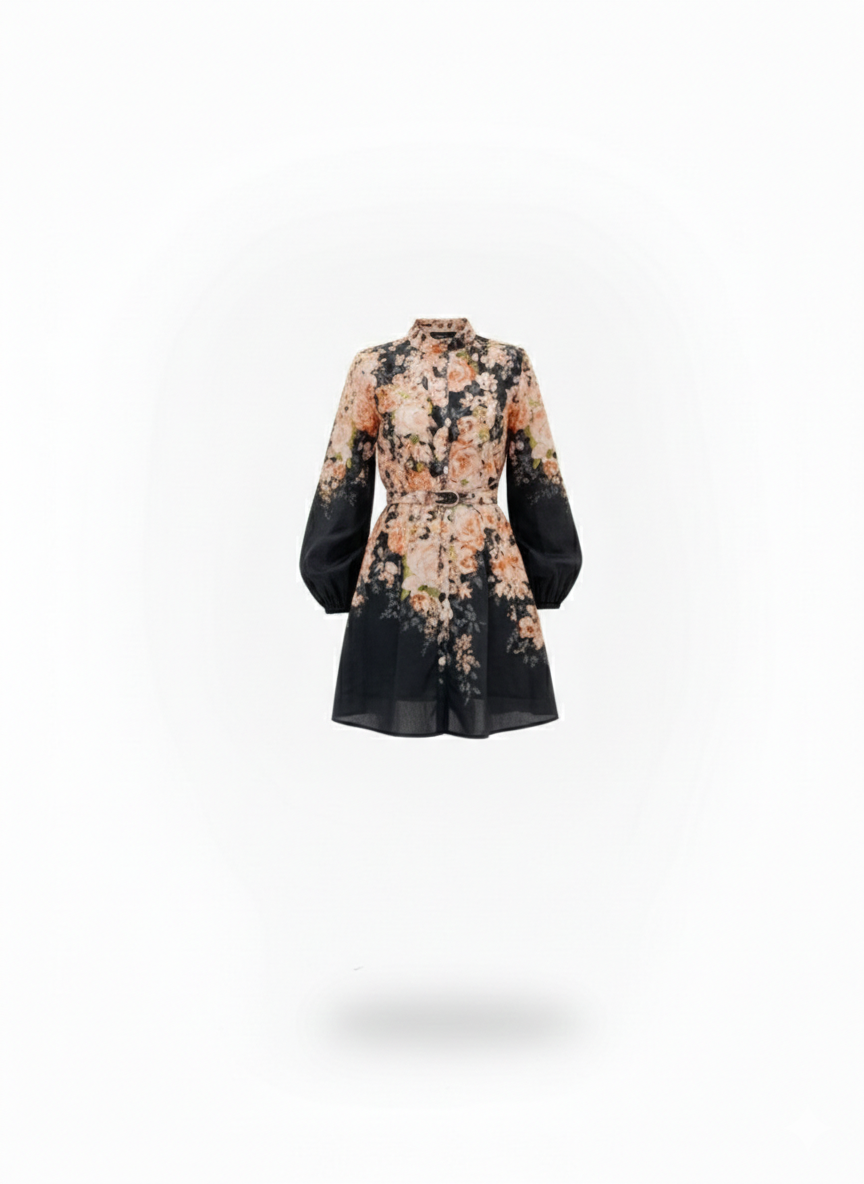 Black Rococo Mini Floral Dress
