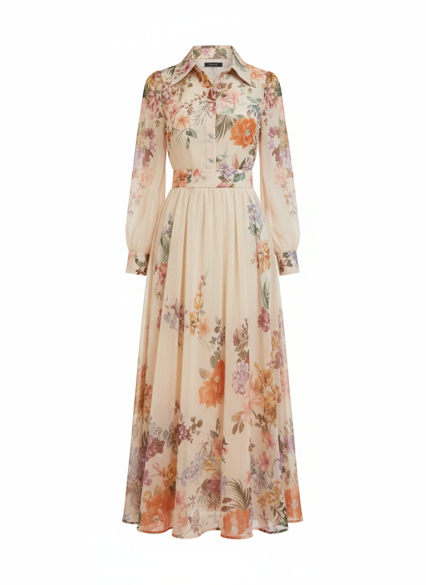 French Vintage Floral Dress