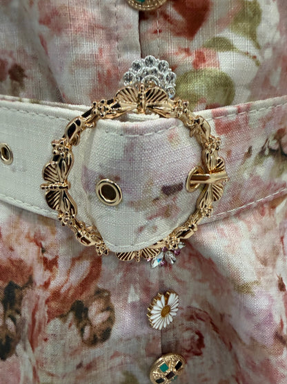 Rococo Floral Mini Cream Dress