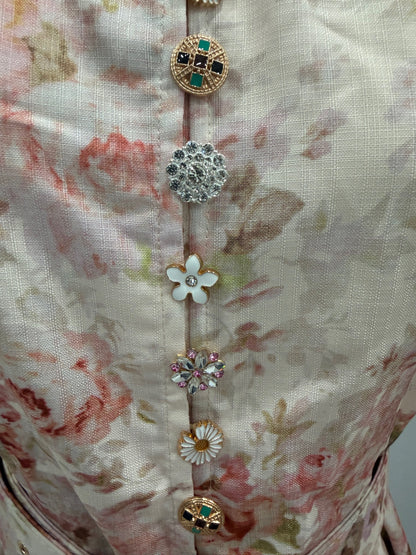 Rococo Floral Mini Cream Dress