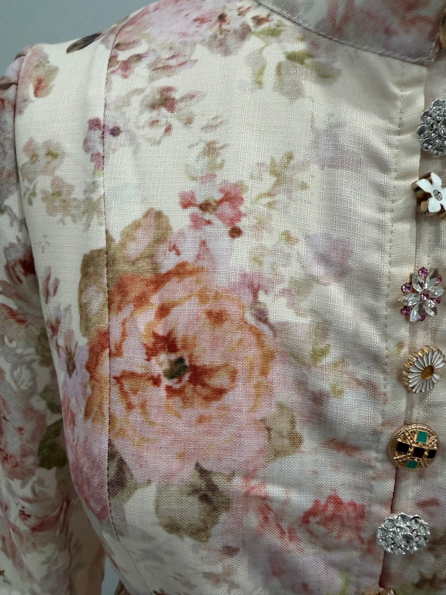 Rococo Floral Mini Cream Dress