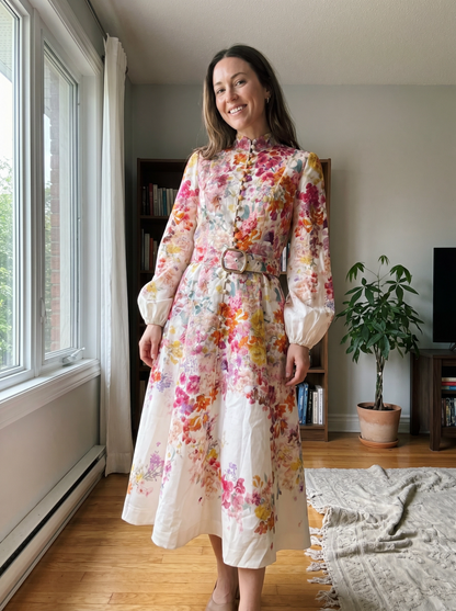 White Ruffle Flower Dress