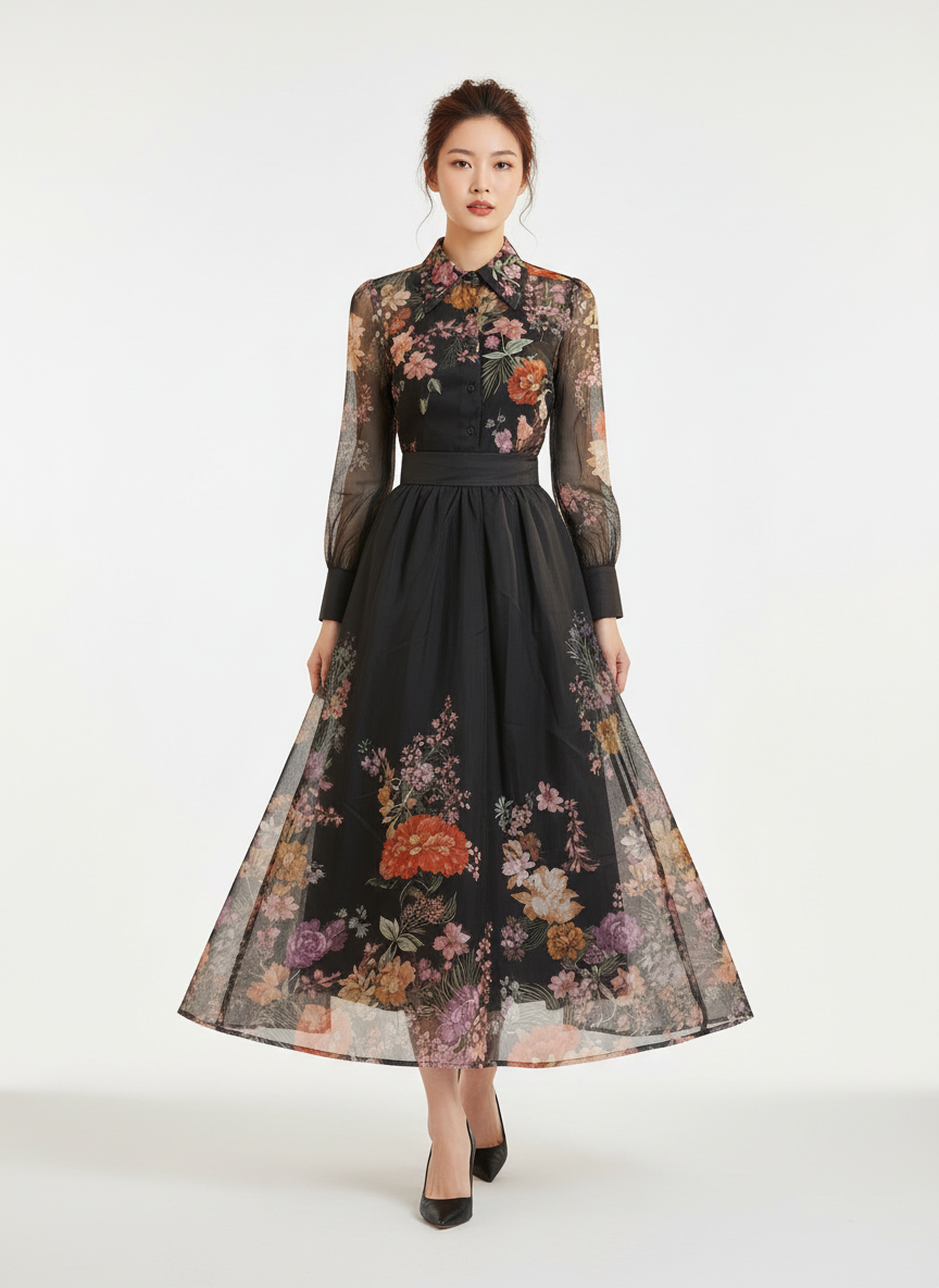 Black Pavilion Floral Dress