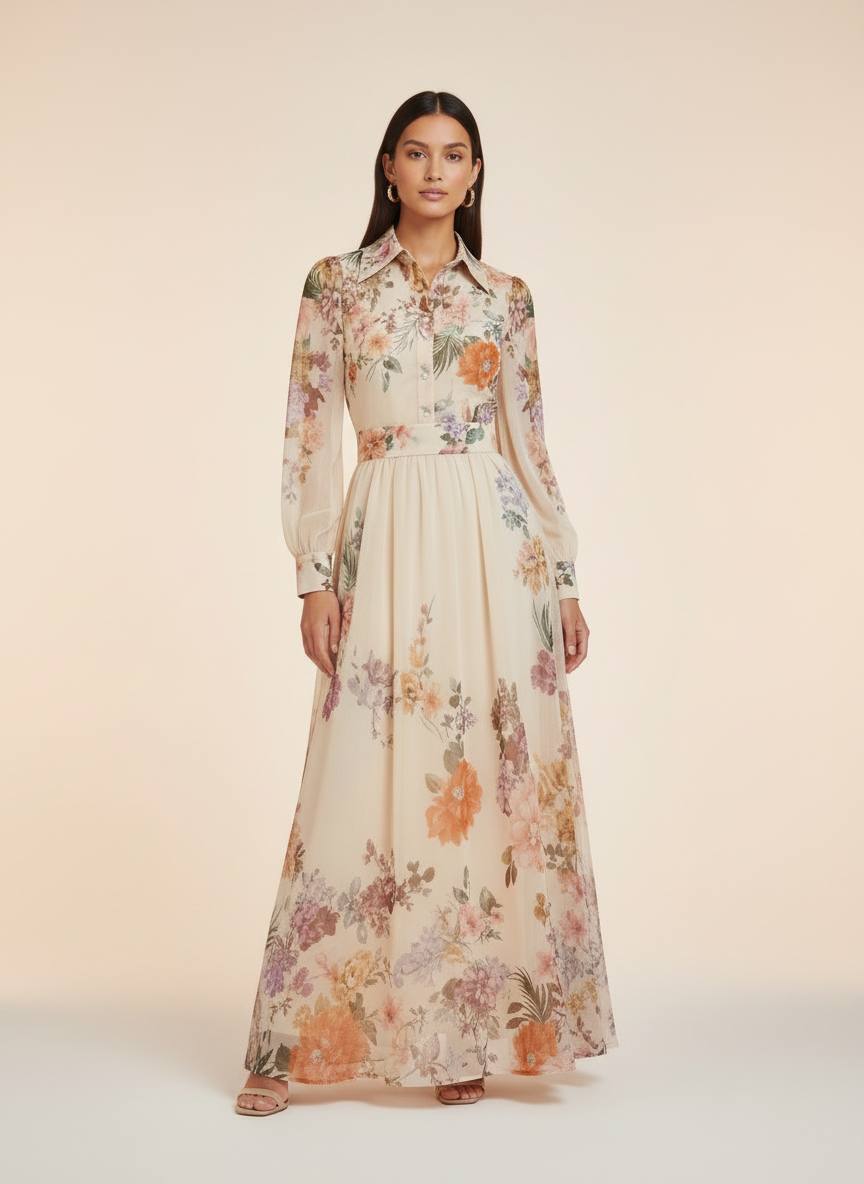 French Vintage Floral Dress