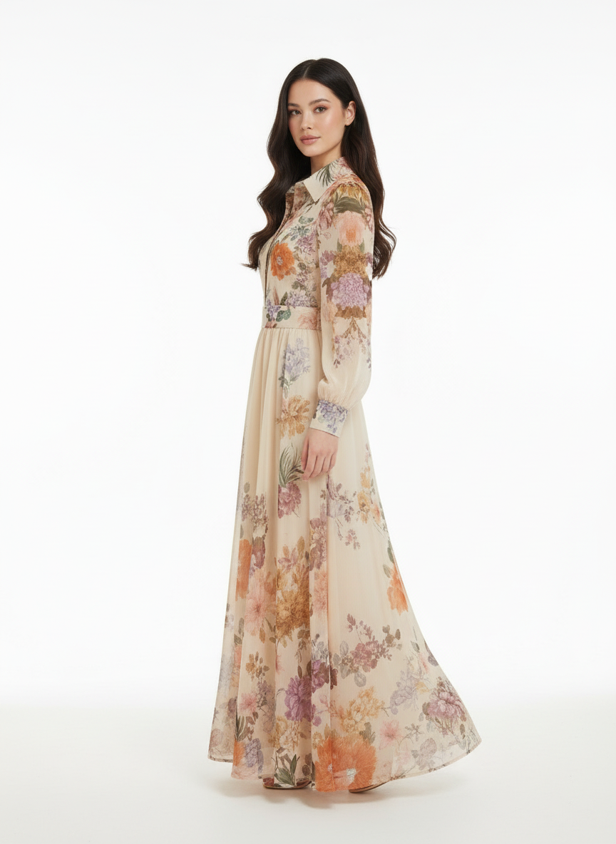 French Vintage Floral Dress